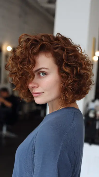 Amber Curly Bob with Side Volume