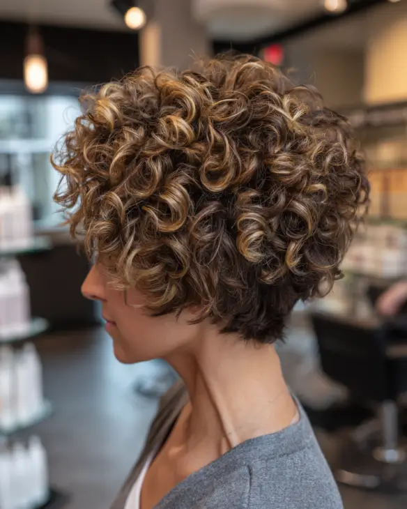 Sunlit Caramel Curly Stacked Cut