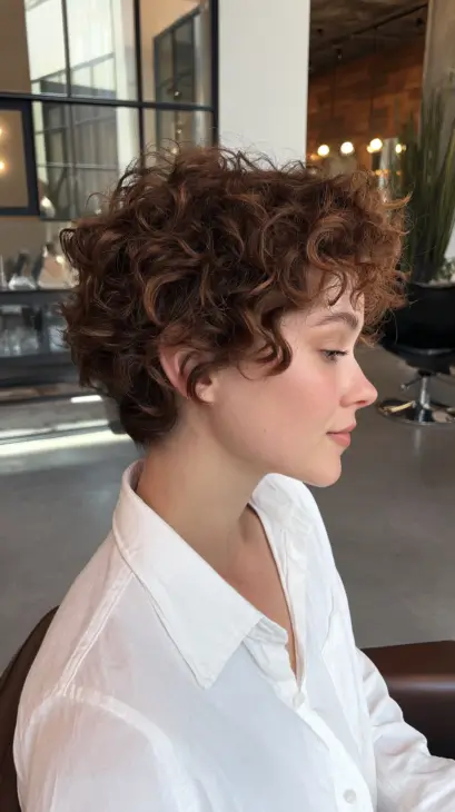 Warm Auburn Curly Crop